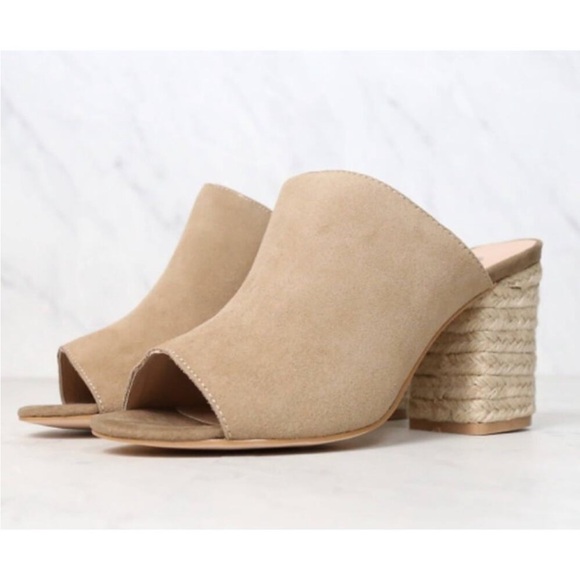 Sbicca Vintage Collection Womens Helena Suede Heeled Mule Sandal NIB Natural - Picture 2 of 6